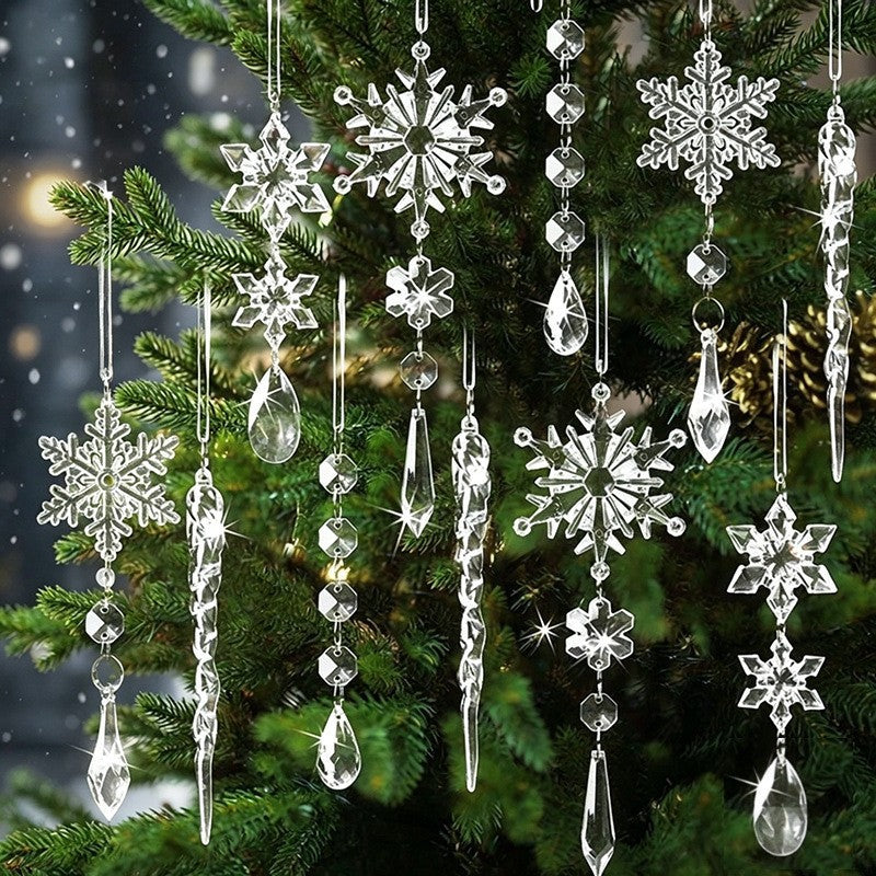Crystal Snowflake Ornaments Set
