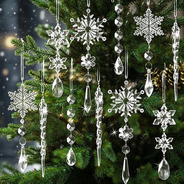 Crystal Snowflake Ornaments Set