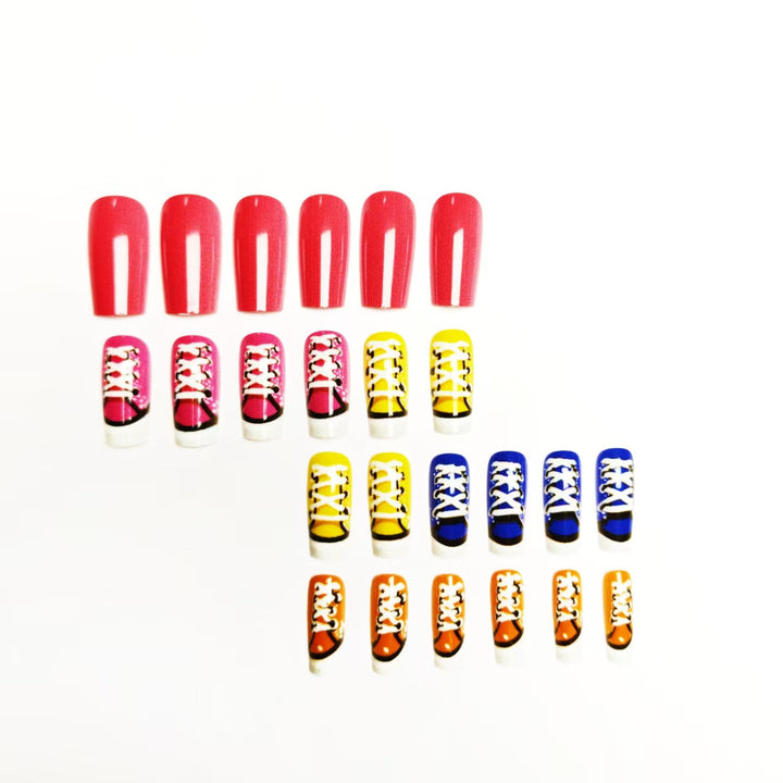 Creative art nails in colorful sneaker design Kalsten