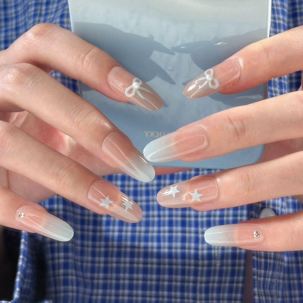 Artificial nails with elegant ombre effect and decorative accents Kalsten