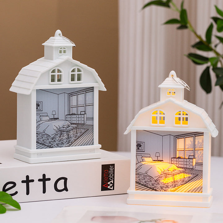 Decorative LED house lantern