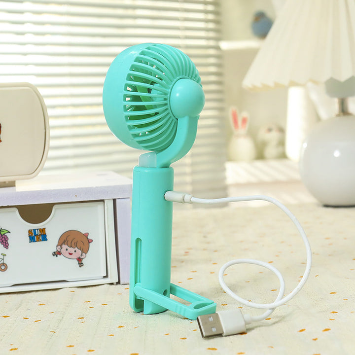 Women portable mini hand fan with integrated LED lighting and USB charging function Kalsten