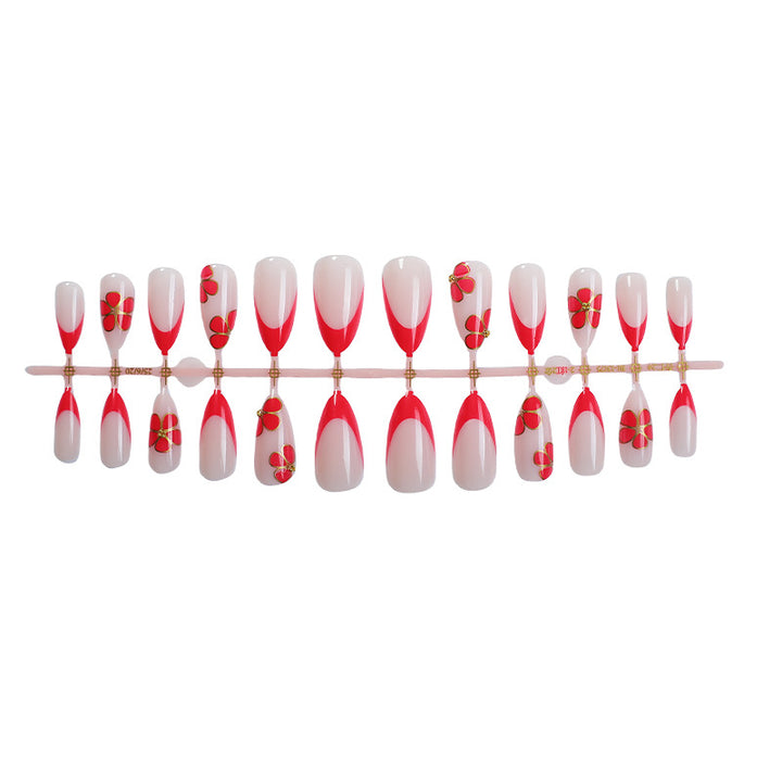 Artistic Press-On Nail Set with Floral and Ombre Design kalsten 1788496157