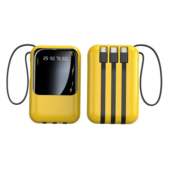 Compact power bank with digital display and integrated charging cables Kalsten