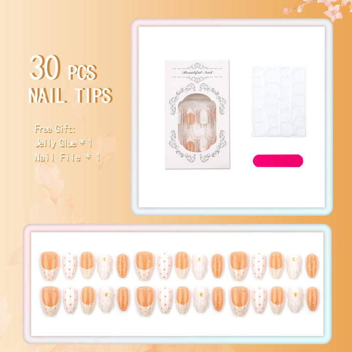 Artistic Polka Dot and Bow Press-On Nail Set