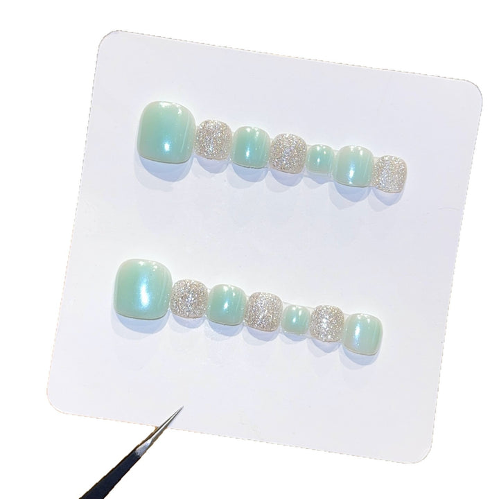 Acrylic nail set with glitter and pastel accent Kalsten