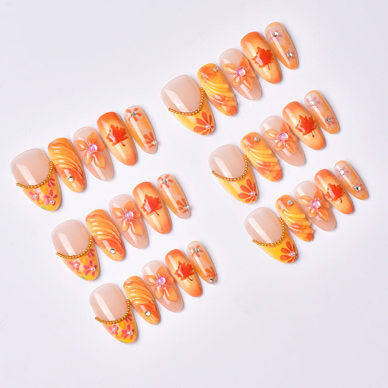 Artistic Floral-Themed Press-On Nail Set Kalsten