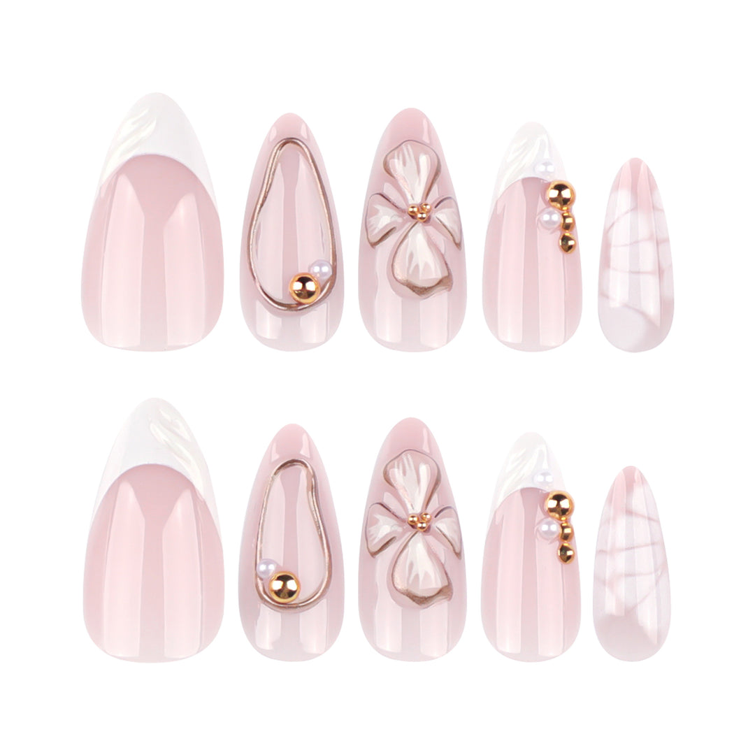Artful stiletto nails with floral and shimmering decor Kalsten