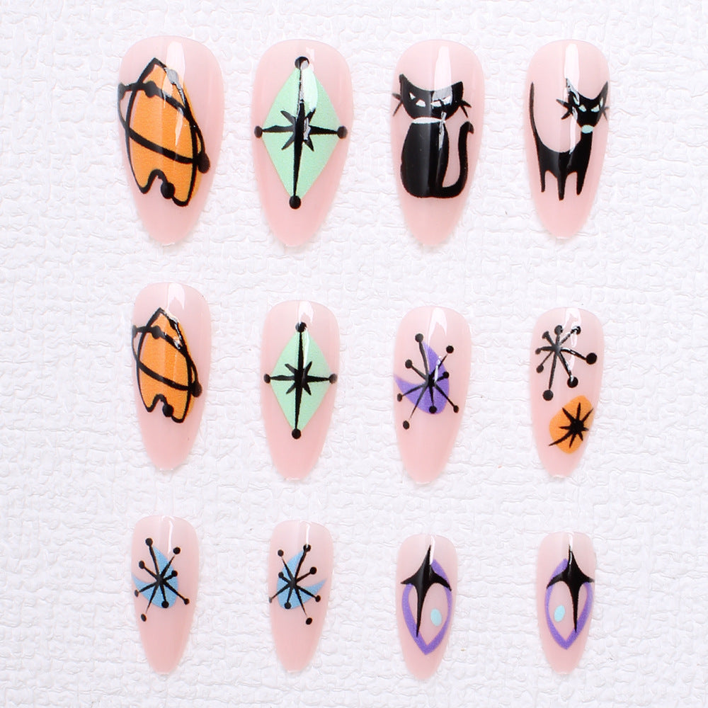 Artificial nail set with artistic Halloween designs Kalsten