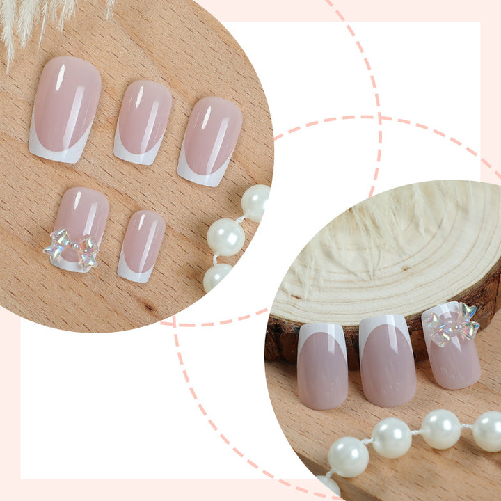 Elegant Glossy Press-On Nails with Jewel Accents Kalsten