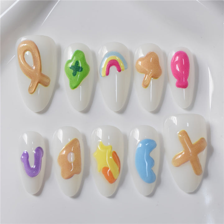 Artistic Cartoon-Themed Press-On Nail Art Set Kalsten