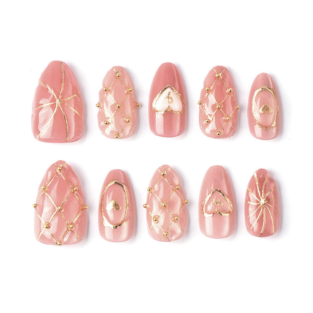 Artistic Heart-Accent Press-On Nails Set Kalsten