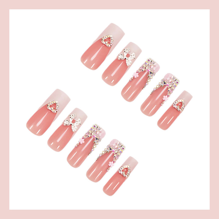 Nail set with glamorous 3D flower embellishments Kalsten