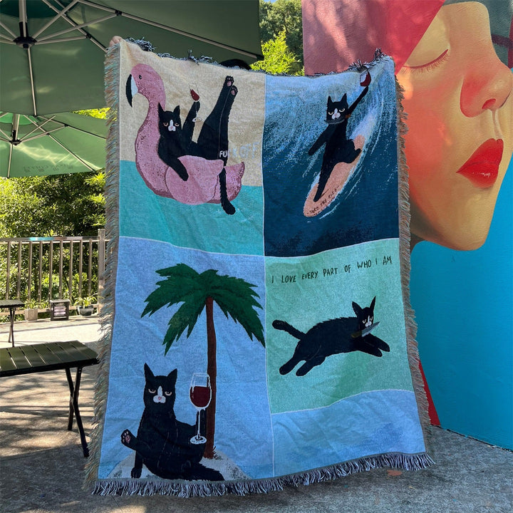 Artistic Cat-Themed Throw Blanket