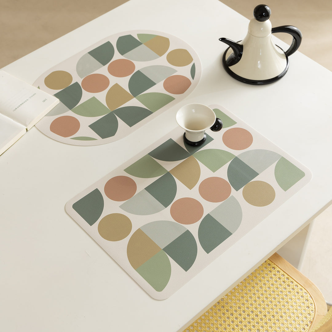 Wipeable retro placemats made of artificial leather with geometric pattern Kalsten