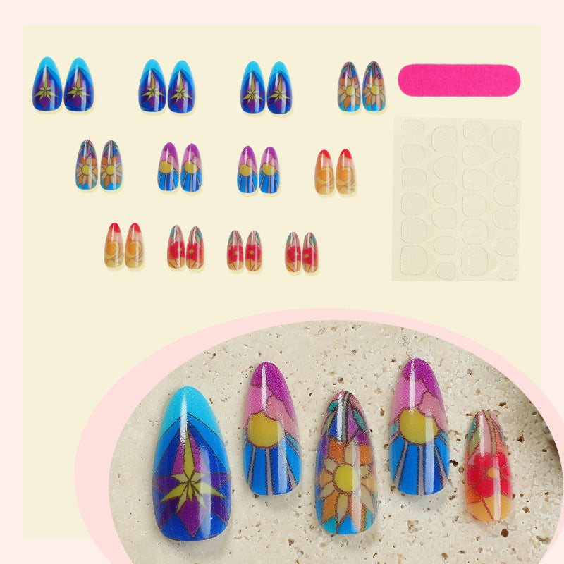 Artistic Floral Stiletto Press-On Nail Set Kalsten