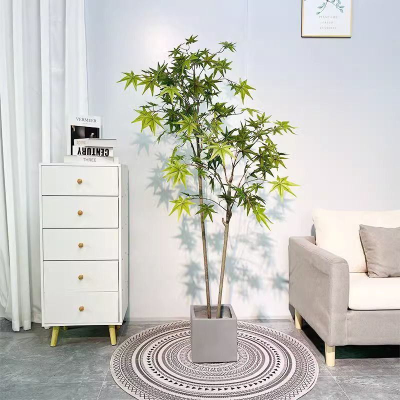 Lifelike Artificial Maple Tree with Decorative Basket