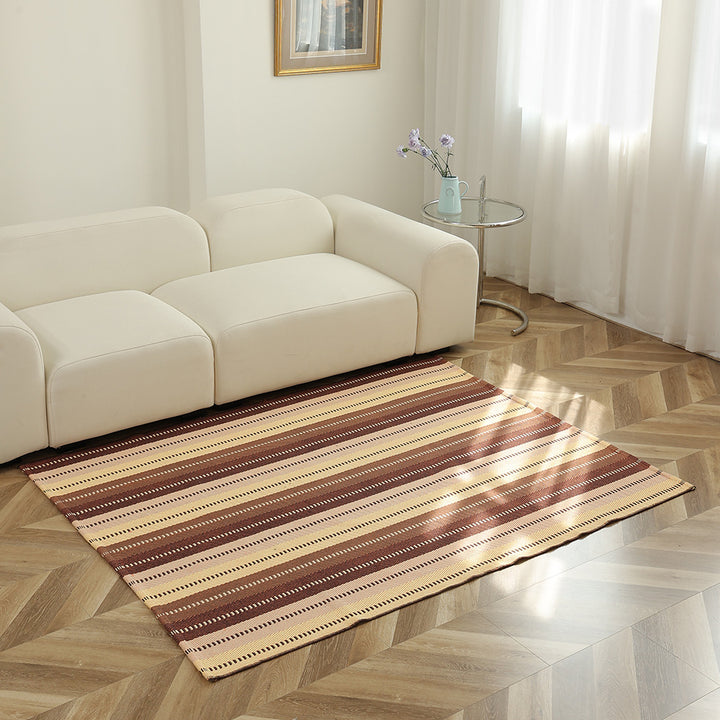 Striped flat woven carpet for living room with low pile and modern striped pattern Kalsten