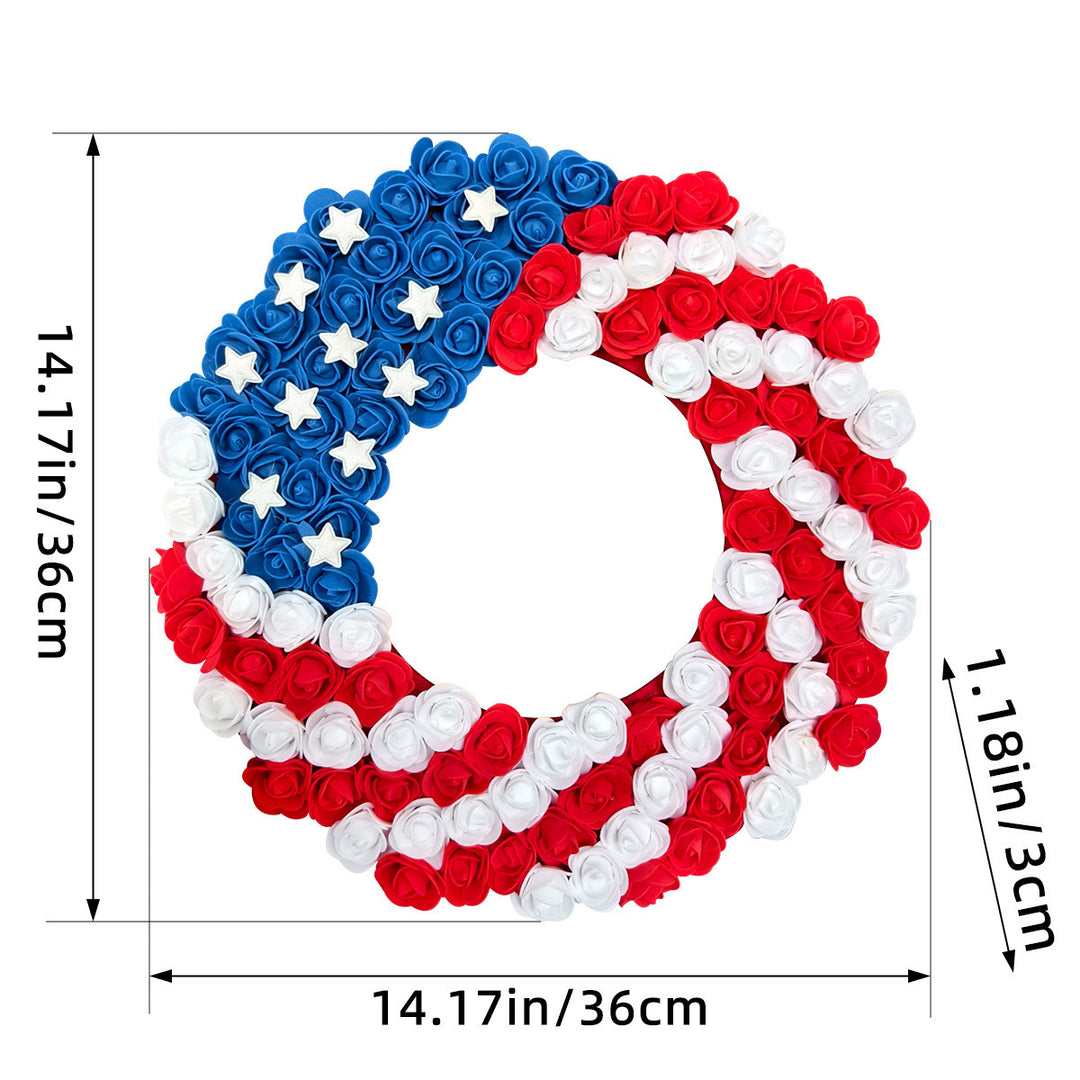 Independence Day patriotic front door wreath with Eagle Statue of Liberty and Liberty Bell accents Kalsten