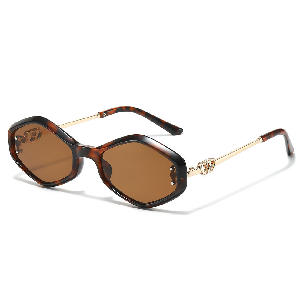 Geometric Frame Sunglasses with Rhinestone Accents Kalsten
