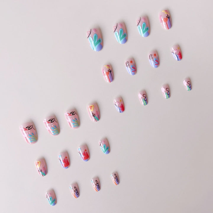 Creative Nail Art Set with Colorful Flower Designs Kalsten