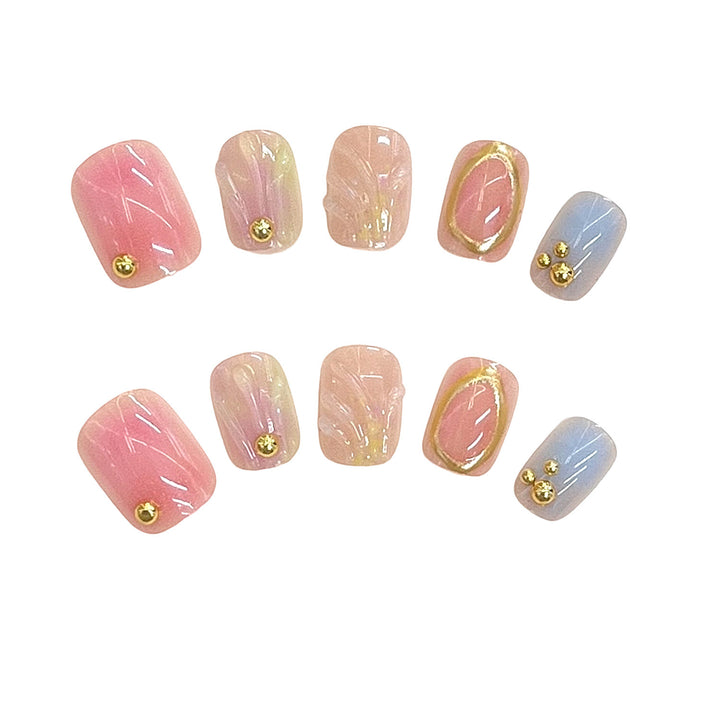 Decorative Press-On Nail Set with Gold Accents Kalsten