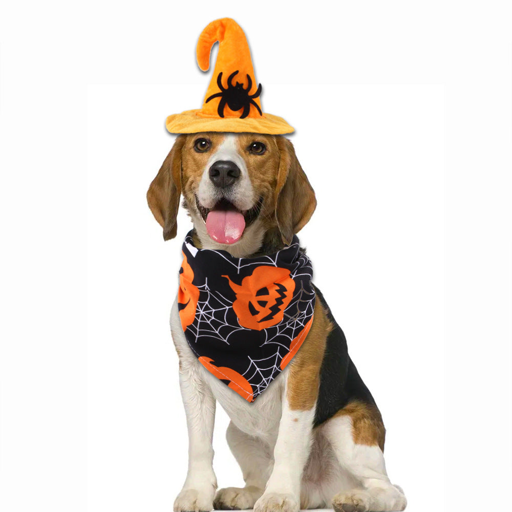 Halloween dog scarf with hat