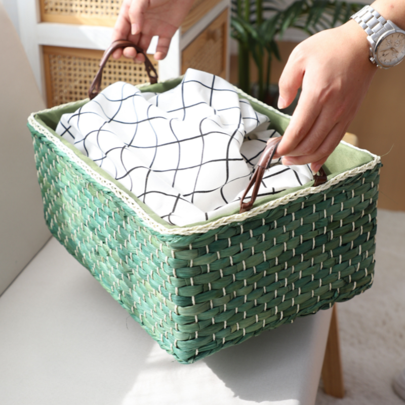 Handcrafted organizer basket with two handles Kalsten