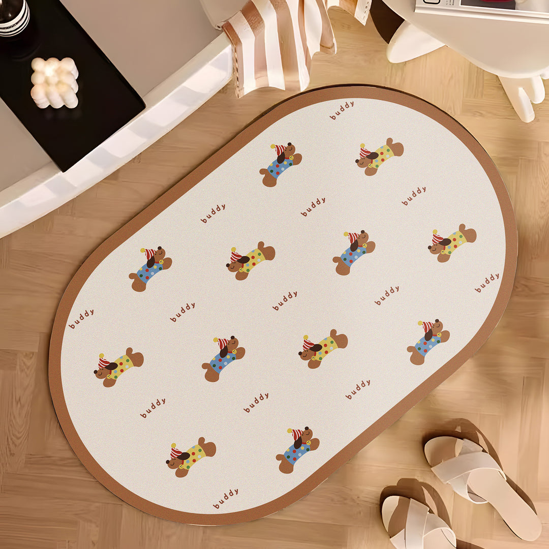 Playful Cartoon Dog-Themed Bath Mat Kalsten
