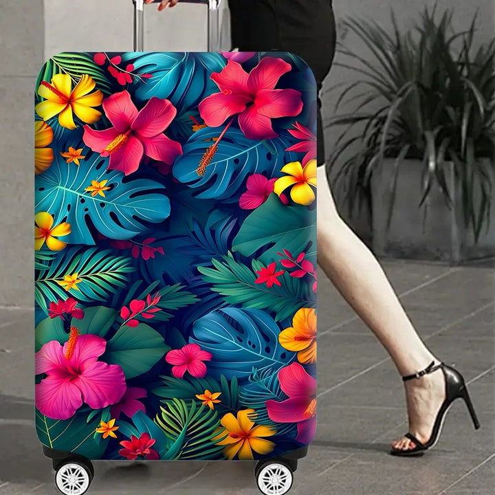 Women's Hard Shell Suitcase with Tropical Flower Pattern Kalsten