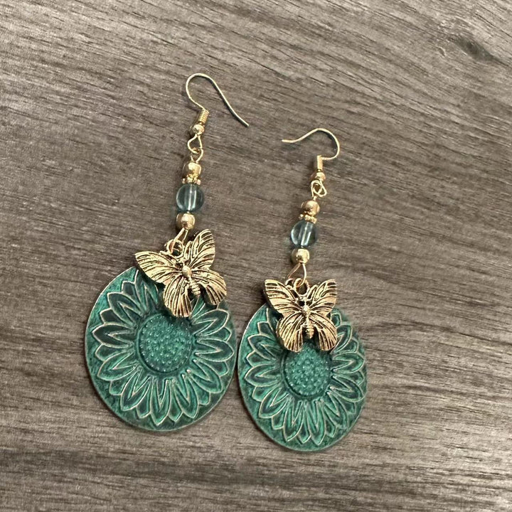 Elegant earrings with floral motif and butterflies Kalsten