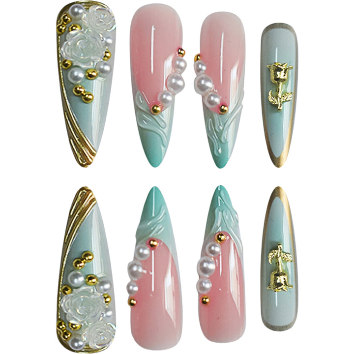 Decorative Stiletto Press-On Nail Art Extensions Kalsten