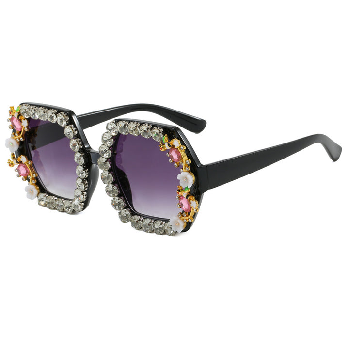 Women's extravagant hexagon sunglasses with crystal embellishment Kalsten