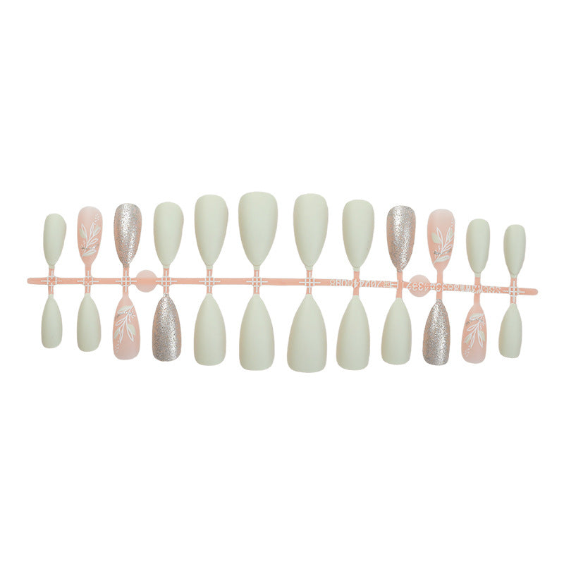 Elegant Press-On Nail Art Set with Floral Accents Kalsten