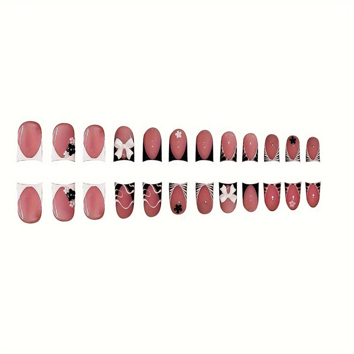 Decorative Press-On Nail Art with Floral and Graphic Designs Kalsten
