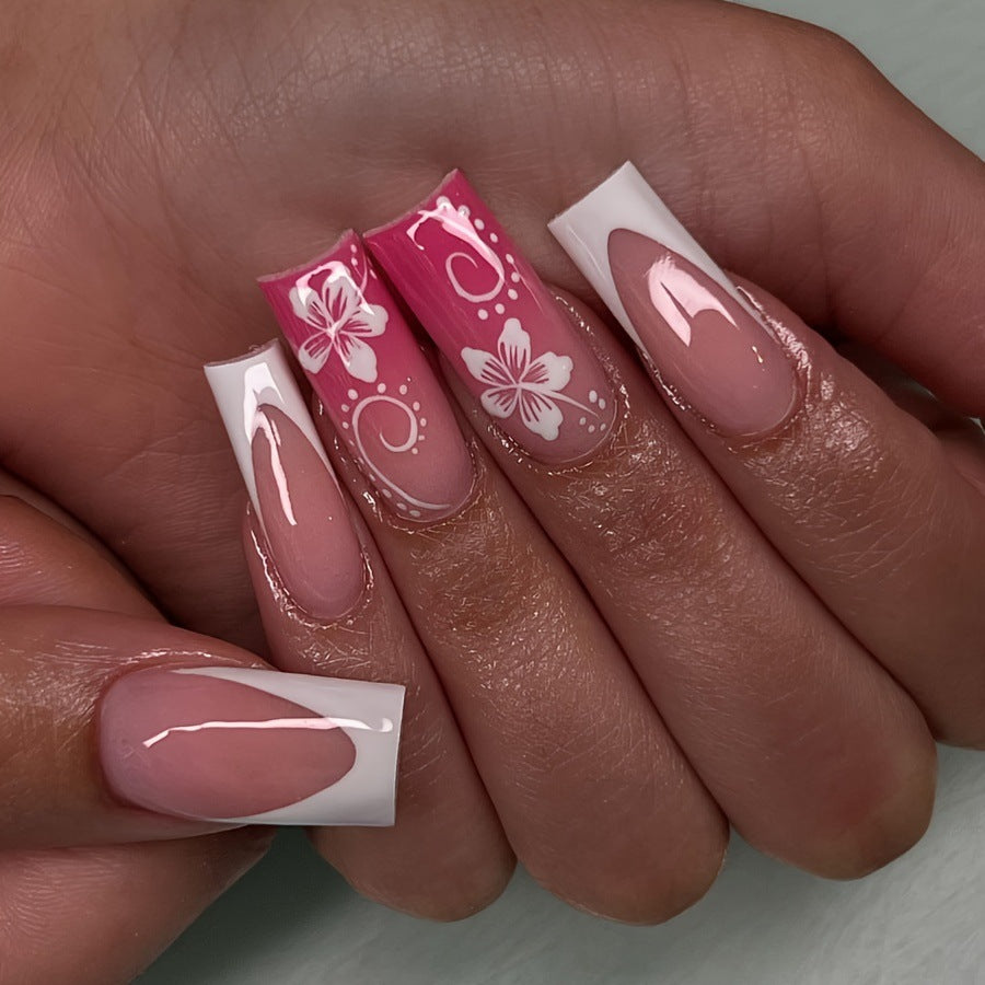 Artificial nails with floral accents and shine Kalsten