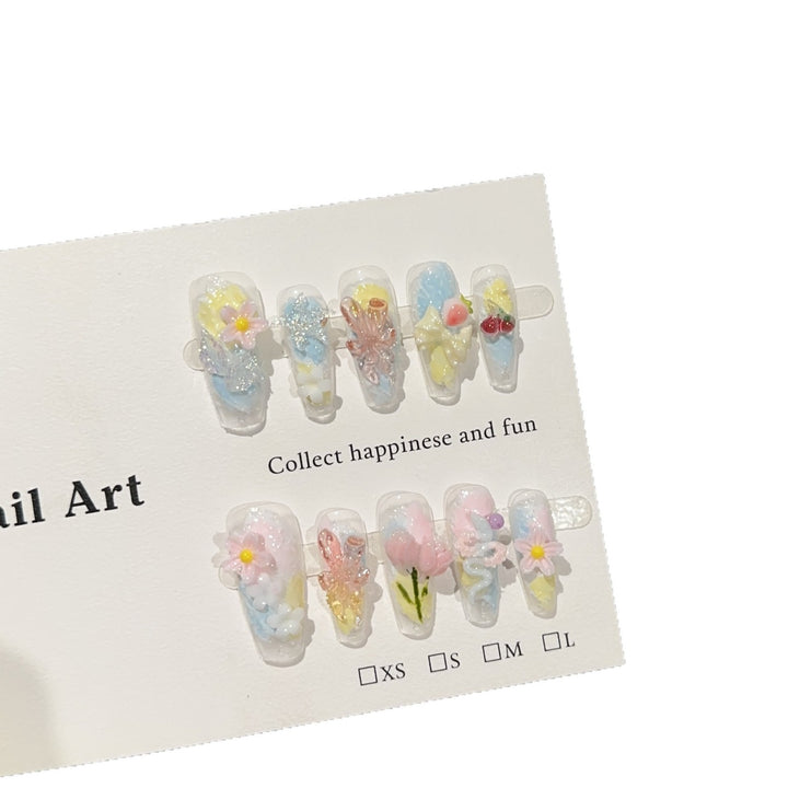 Themed Floral Press-On Nail Art Collection