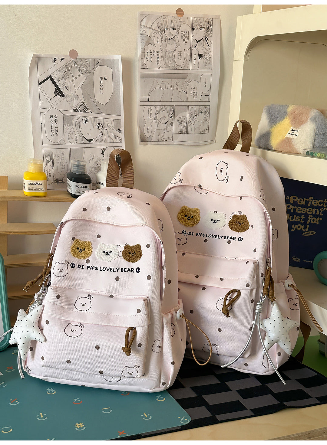 Whimsical Polka Dot Character Backpack