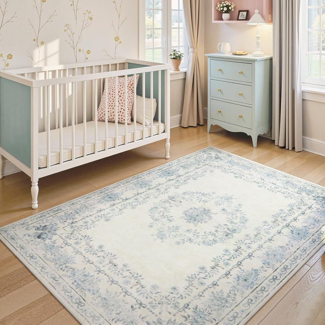 Vintage Floral Pattern Area Rug