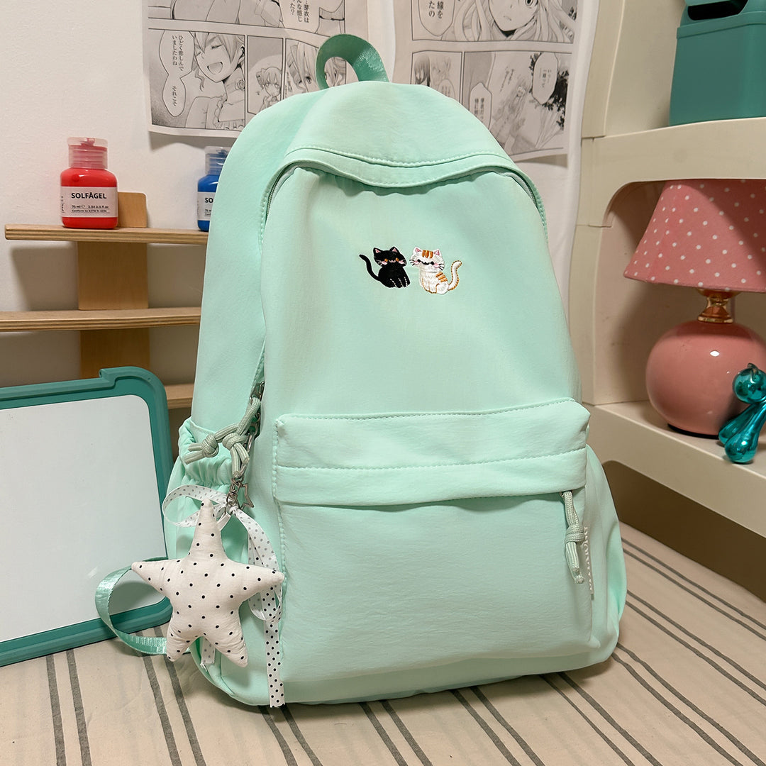 Embroidered Cat-Themed Casual Backpack Kalsten