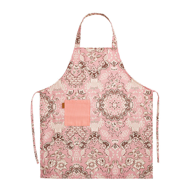 Printed cotton kitchen apron with pocket and adjustable neck strap Kalsten