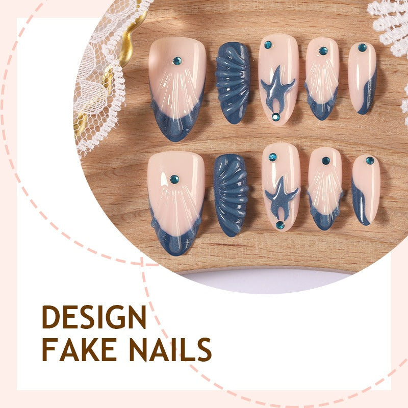 Artificial nail set with maritime shell and star motif Kalsten