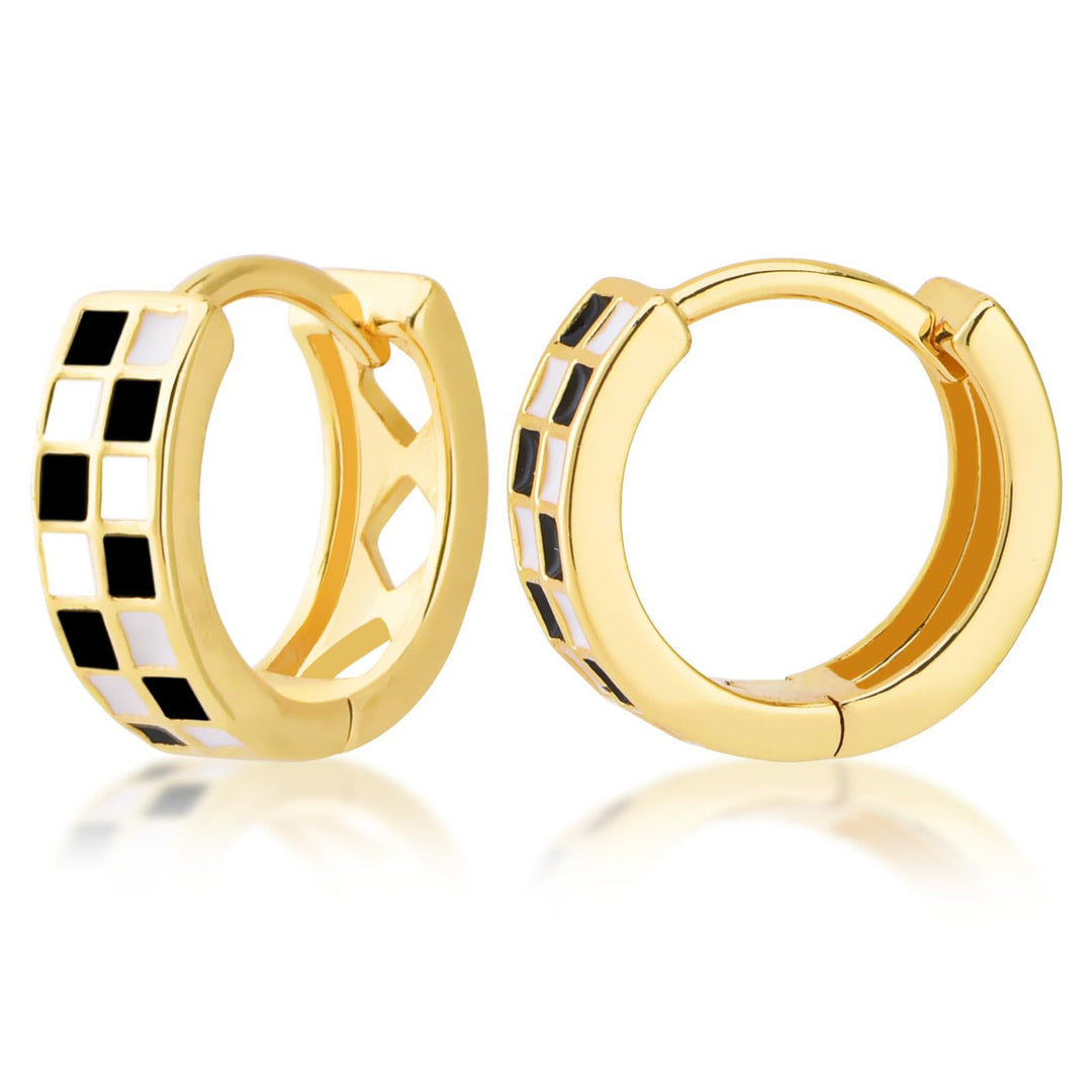 Modern Geometric Enamel Hoop Earrings Kalsten