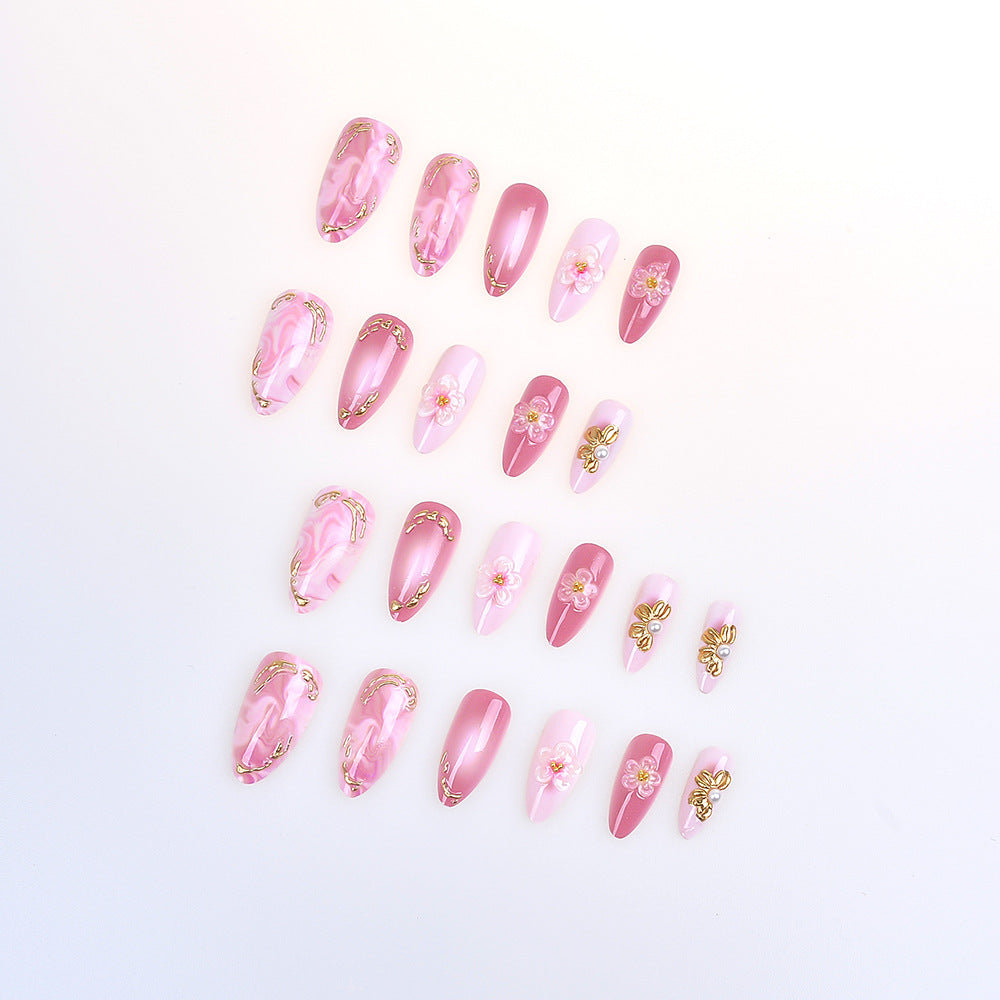 Elegant Marble-Themed Press-On Nail Set Kalsten