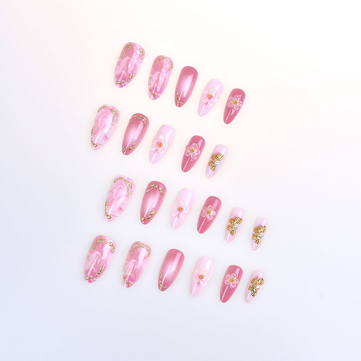 Elegant Marble-Themed Press-On Nail Set Kalsten