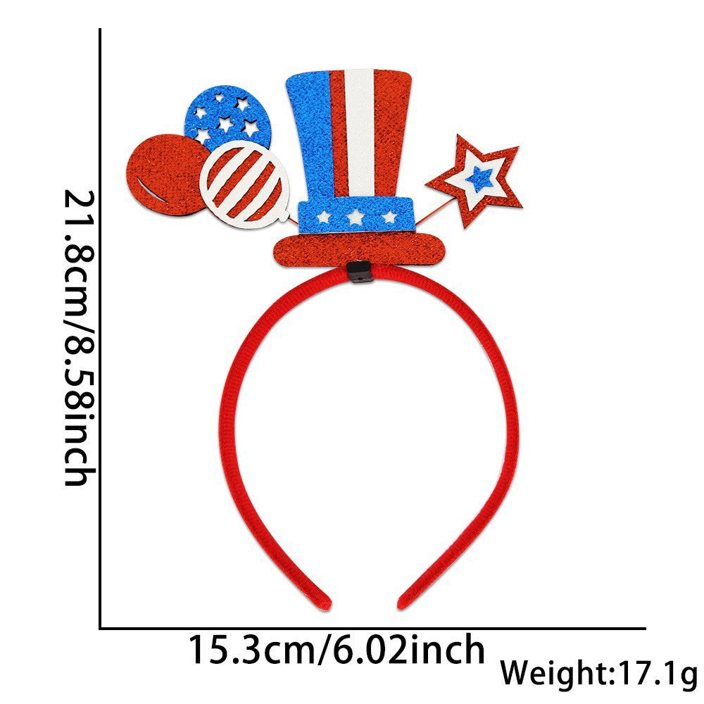 Unisex nan eye-catching party headband with attached pom poms, star tinsel, and small flag pendants Kalsten