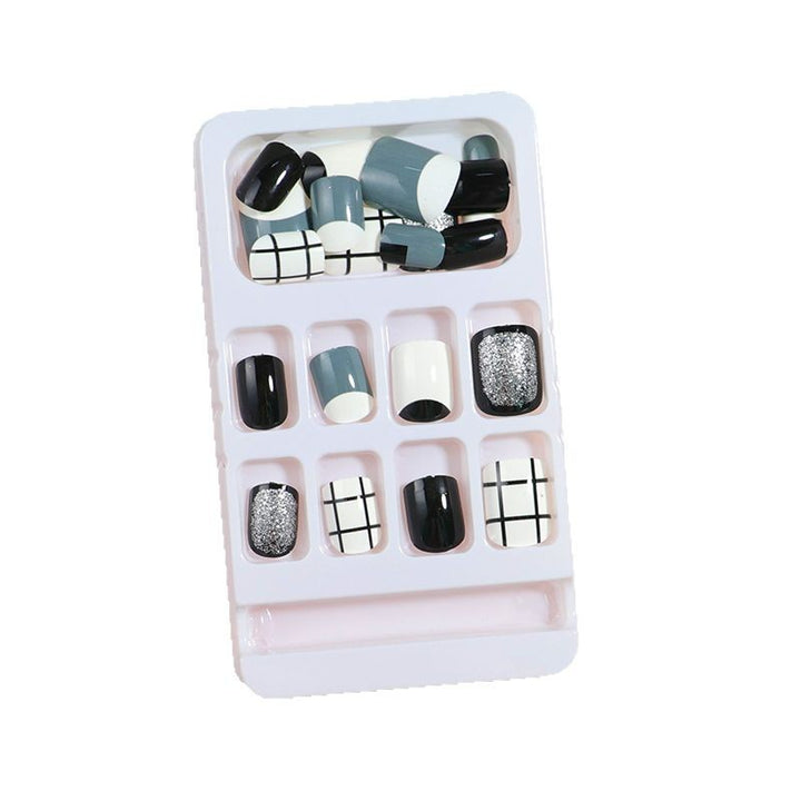 Artistic Press-On Nail Set with Modern Geometric Designs Kalsten