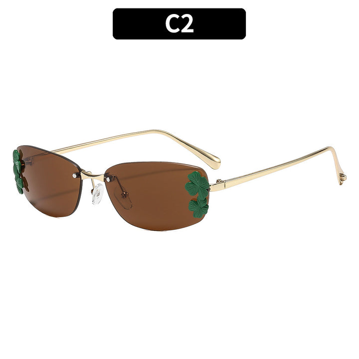 Floral Accent Rectangular Sunglasses