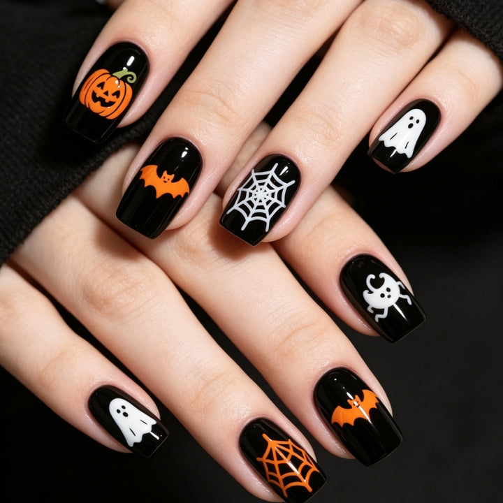 Creative Halloween-Themed Acrylic Nail Art Enhancements Kalsten