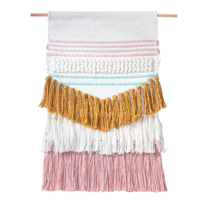 Woven wall hanging with relief stripes and long tassels Kalsten